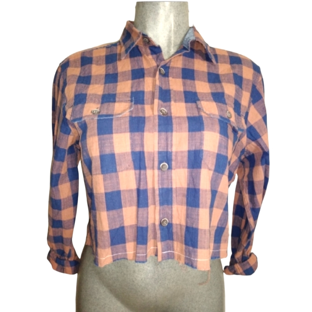 Tailor vintage plaid print western shirt size "M"